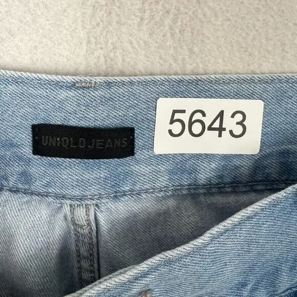 Uniqlo Jeans Womens 28x32 Wide Flare Leg Light Wash Denim 100% Cotton High Rise