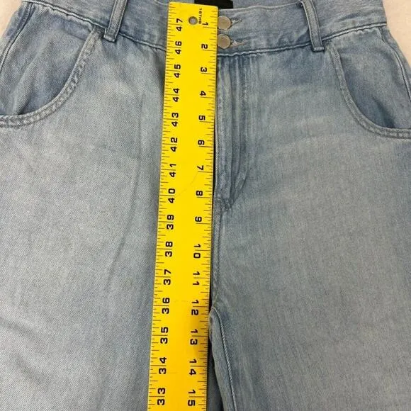 Uniqlo Jeans Womens 28x32 Wide Flare Leg Light Wash Denim 100% Cotton High Rise