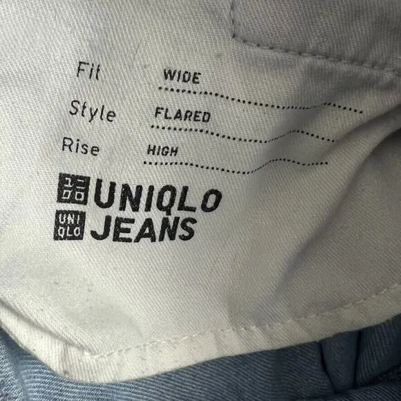 Uniqlo Jeans Womens 28x32 Wide Flare Leg Light Wash Denim 100% Cotton High Rise