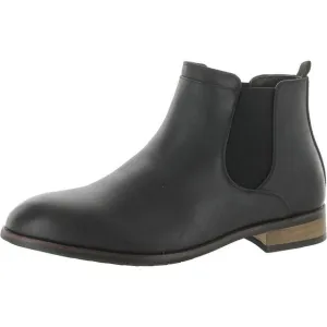 Vance Co. Mens Landon  Black Faux Leather Pull On Chelsea Boots Shoes New