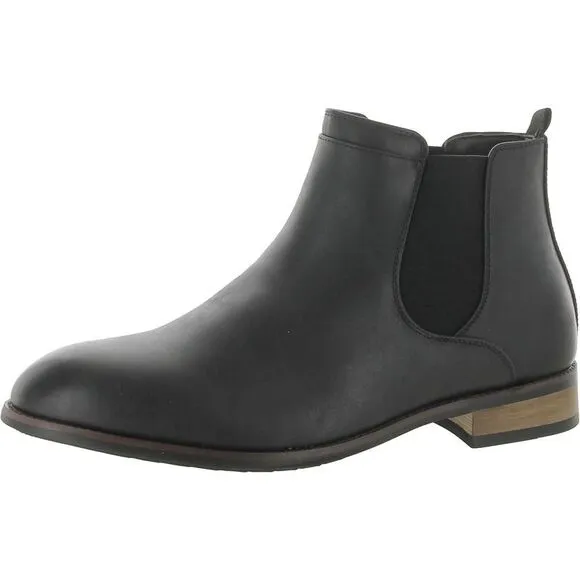Vance Co. Mens Landon  Black Faux Leather Pull On Chelsea Boots Shoes New