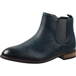 Vance Co. Mens Landon  Navy Faux Leather Pull On Chelsea Boots Shoes New
