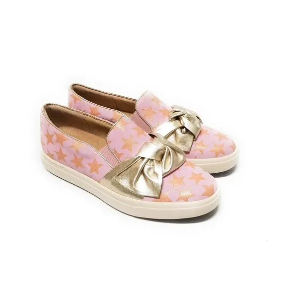 Vaneli Sport Odelet Metallic Star Print Sneakers in Pink &amp; Gold Womens Size 7