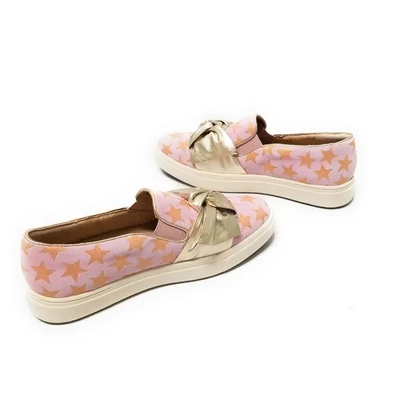 Vaneli Sport Odelet Metallic Star Print Sneakers in Pink &amp; Gold Womens Size 7