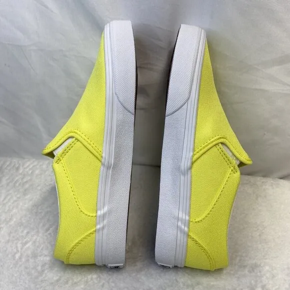 VANS Asher Canvas Casual Slip-On Sneakers Shoes Women Sz 5.5 Neon Yellow/White