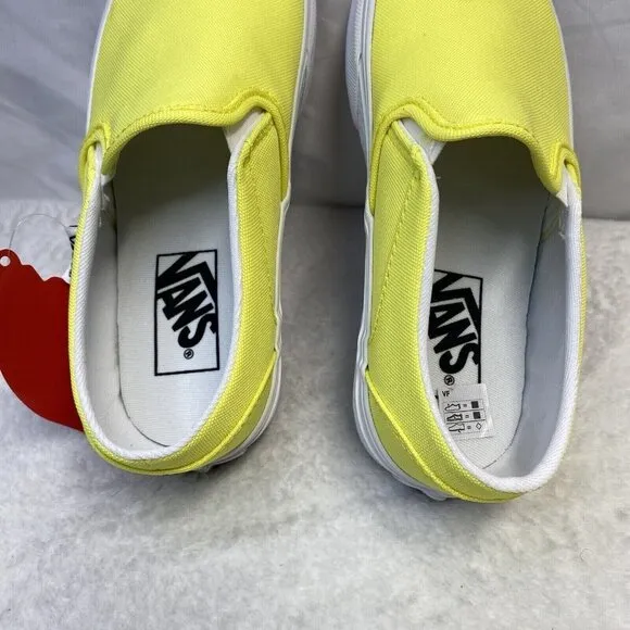 VANS Asher Canvas Casual Slip-On Sneakers Shoes Women Sz 5.5 Neon Yellow/White