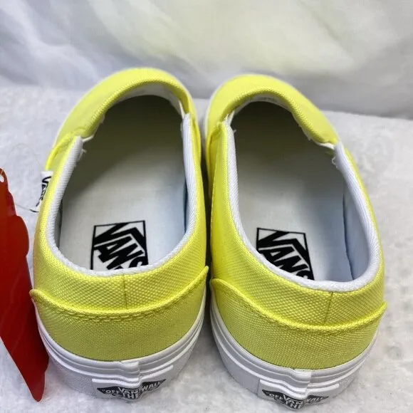 VANS Asher Canvas Casual Slip-On Sneakers Shoes Women Sz 5.5 Neon Yellow/White