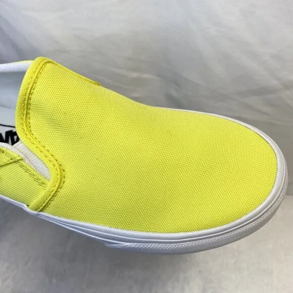 VANS Asher Canvas Casual Slip-On Sneakers Shoes Women Sz 5.5 Neon Yellow/White