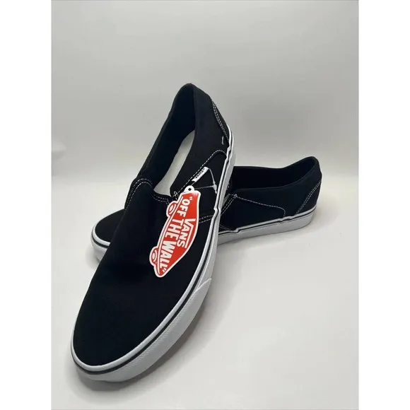 Vans Asher Slip On Sneaker Shoes Women's Size 11 Black White Skater canvas