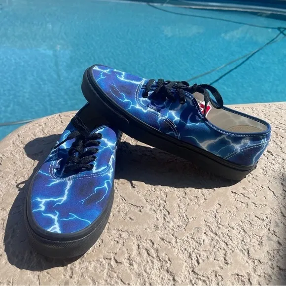 Vans Authentic Lightning Blue &amp; Black Skate Shoes unisex men size 10 new no box