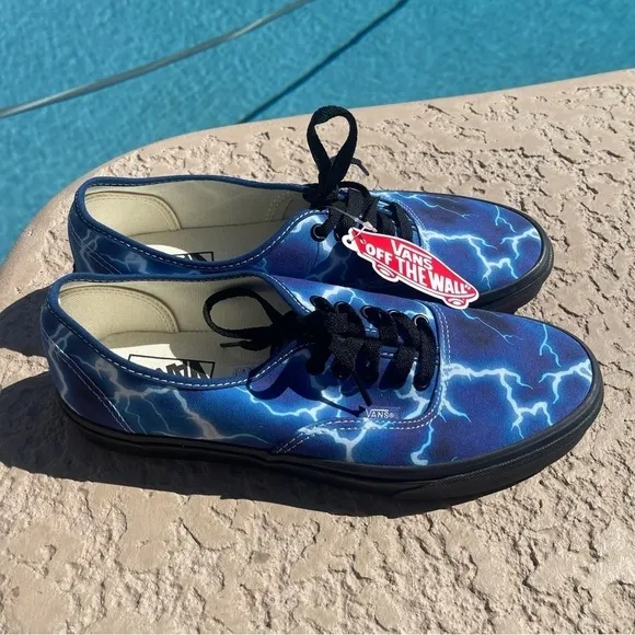 Vans Authentic Lightning Blue &amp; Black Skate Shoes unisex men size 10 new no box