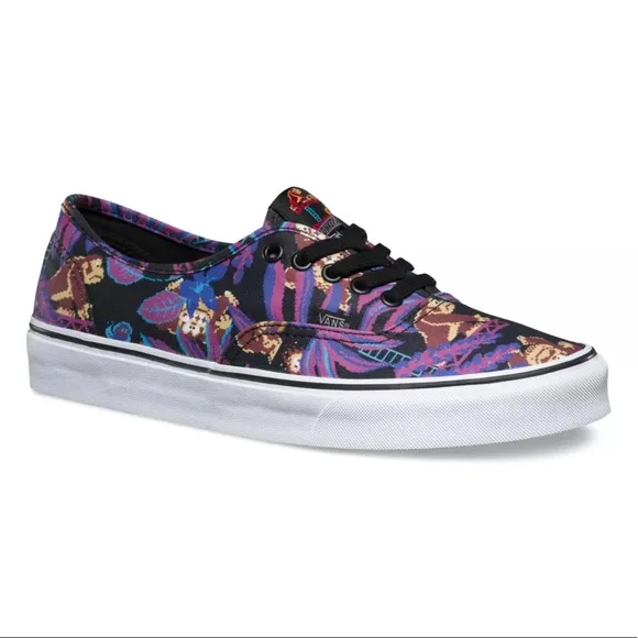 Vans authentic Nintendo donkey Kong print black purple canvas lo top sneakers