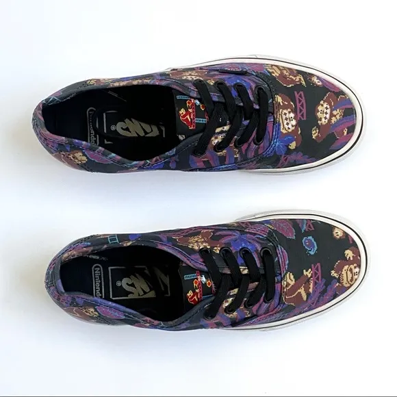 Vans authentic Nintendo donkey Kong print black purple canvas lo top sneakers