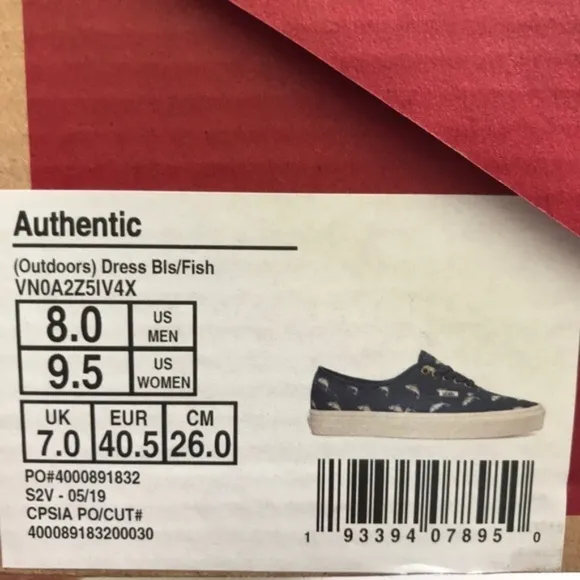 Vans Authentic Outdoors Fish Sz 8 Men