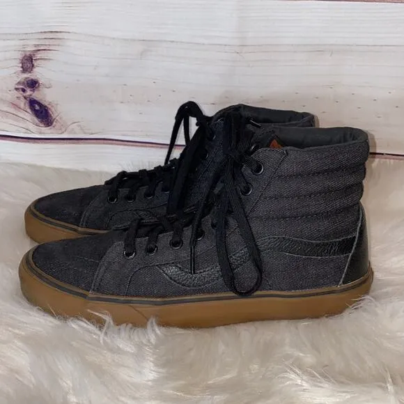 Vans Black Canvas HIgh Top Skate Shoes Sneakers Mens 8 Women's 9.5