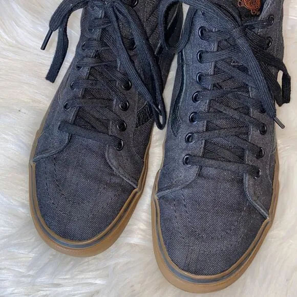 Vans Black Canvas HIgh Top Skate Shoes Sneakers Mens 8 Women's 9.5