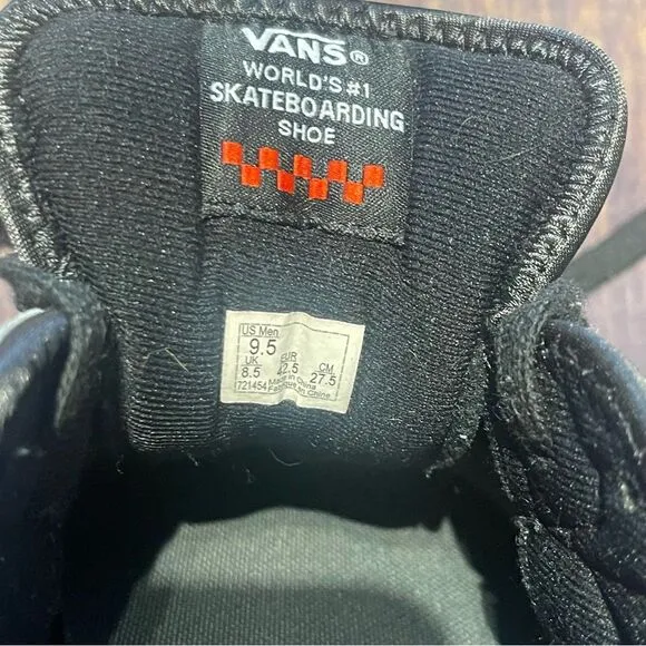 VANS black leather Rowley mens skateboarding shoes Size 9.5 Preowned