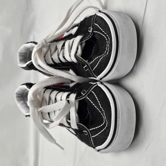 Vans Black Rose Thorn Embroider Old Skool Mid-Top Canvas Sk8 Sneakers W-6.5 M-5
