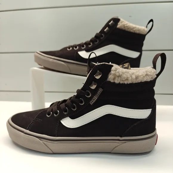 Vans Filmore Hi VansGuard Suede Sherpa Faux fur Brown Chocolate Sneakers Women 7