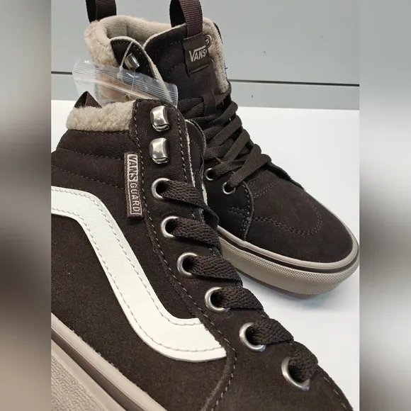 Vans Filmore Hi VansGuard Suede Sherpa Faux fur Brown Chocolate Sneakers Women 7