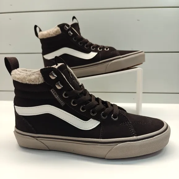 Vans Filmore Hi VansGuard Suede Sherpa Faux fur Brown Chocolate Sneakers Women 7
