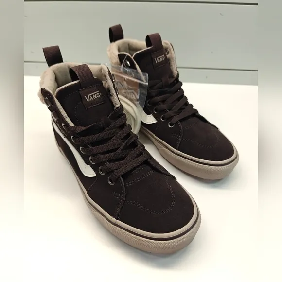 Vans Filmore Hi VansGuard Suede Sherpa Faux fur Brown Chocolate Sneakers Women 7