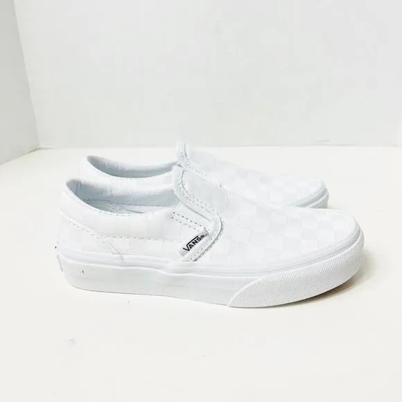 Vans Kids Classic Slip-On Checkerboard True White Size 12.5K NEW