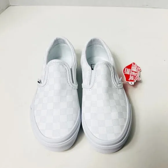 Vans Kids Classic Slip-On Checkerboard True White Size 12.5K NEW
