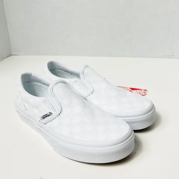 Vans Kids Classic Slip-On Checkerboard True White Size 12.5K NEW
