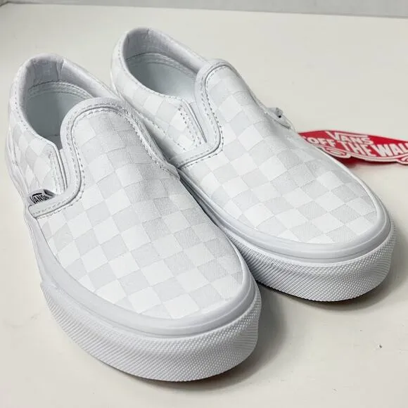 Vans Kids Classic Slip-On Checkerboard True White Size 12.5K NEW