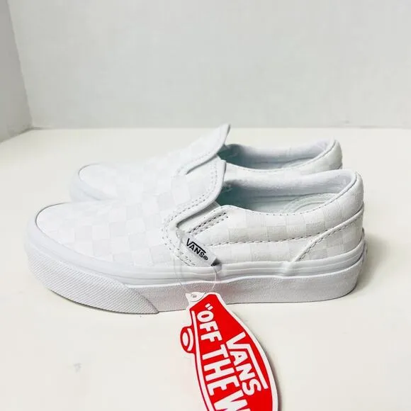 Vans Kids Classic Slip-On Checkerboard True White Size 12.5K NEW