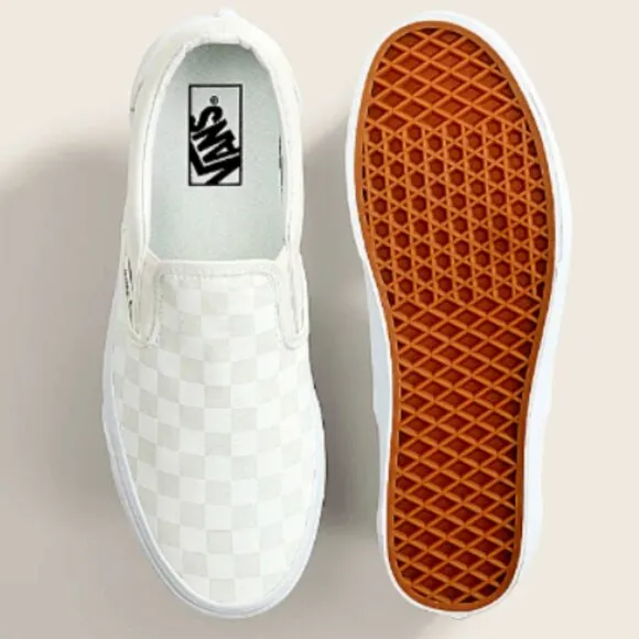 Vans Kids Classic Slip-On Checkerboard True White Size 12.5K NEW