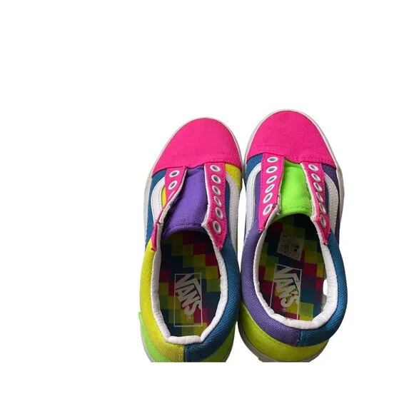 Vans Kids Multicolor Canvas Slip-On Sneakers Size 1 Youth Colorful Design With C