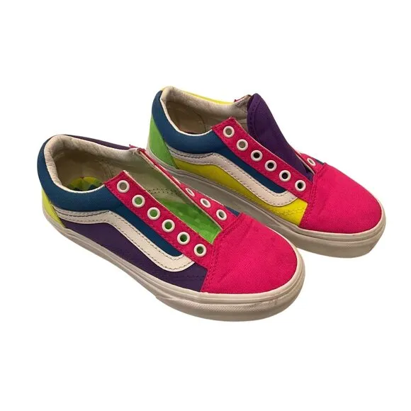Vans Kids Multicolor Canvas Slip-On Sneakers Size 1 Youth Colorful Design With C