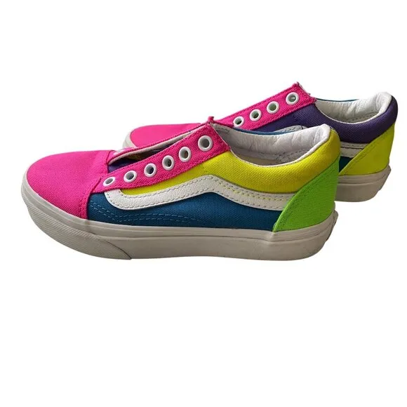 Vans Kids Multicolor Canvas Slip-On Sneakers Size 1 Youth Colorful Design With C