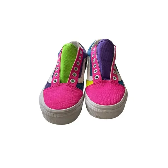 Vans Kids Multicolor Canvas Slip-On Sneakers Size 1 Youth Colorful Design With C