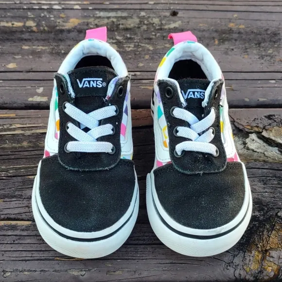 VANS LITTLE KIDS CHECKERBOARD OLD SKOOL SHOE