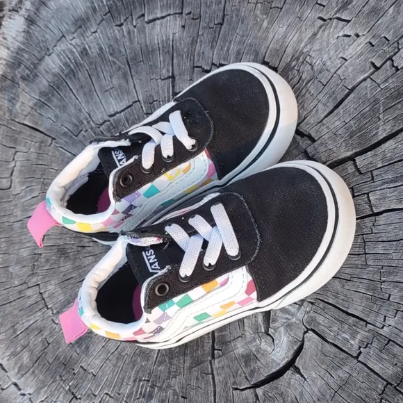 VANS LITTLE KIDS CHECKERBOARD OLD SKOOL SHOE