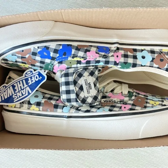 Vans low tops Sandy Liang sneakers floral &amp; gingham black white with mini purse