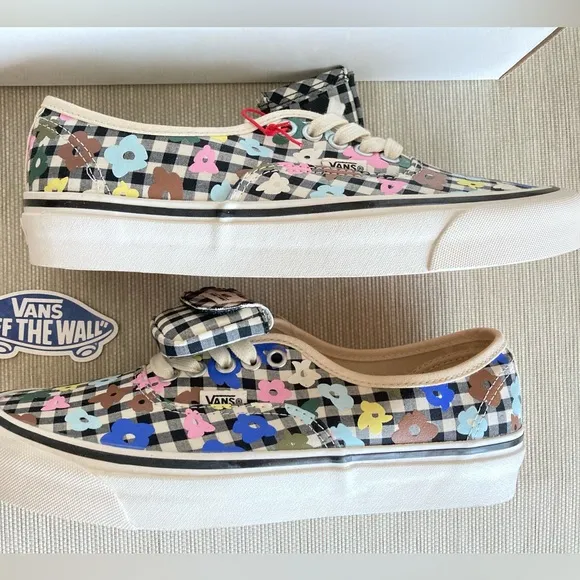 Vans low tops Sandy Liang sneakers floral &amp; gingham black white with mini purse