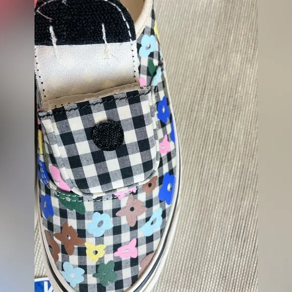 Vans low tops Sandy Liang sneakers floral &amp; gingham black white with mini purse