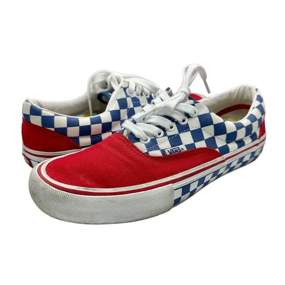 Vans | Men | UltraCush HD Pro Red Blue Checkered Skater Shoes | Size 7