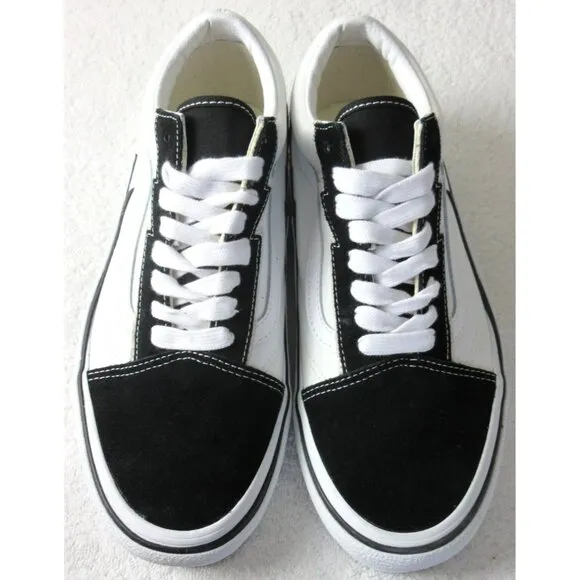Vans Men's Old Skool Bolt 2 Tone Black True White Canvas Suede Shoes Sizes NIB