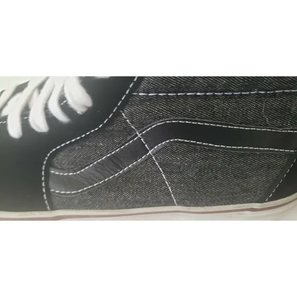 Vans Off The Wall Black Mixed Media Suede High Top Skate Shoes Mens Sz 8.5