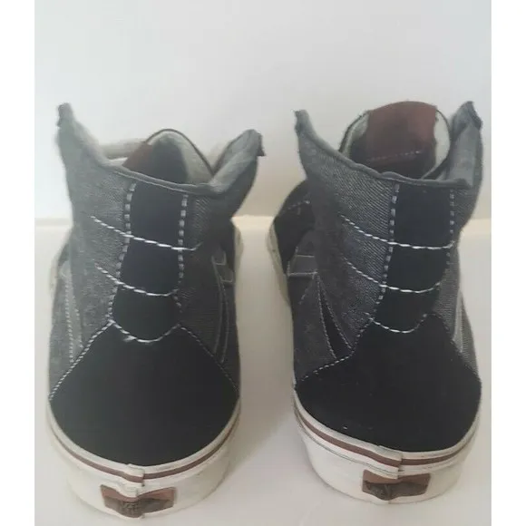 Vans Off The Wall Black Mixed Media Suede High Top Skate Shoes Mens Sz 8.5