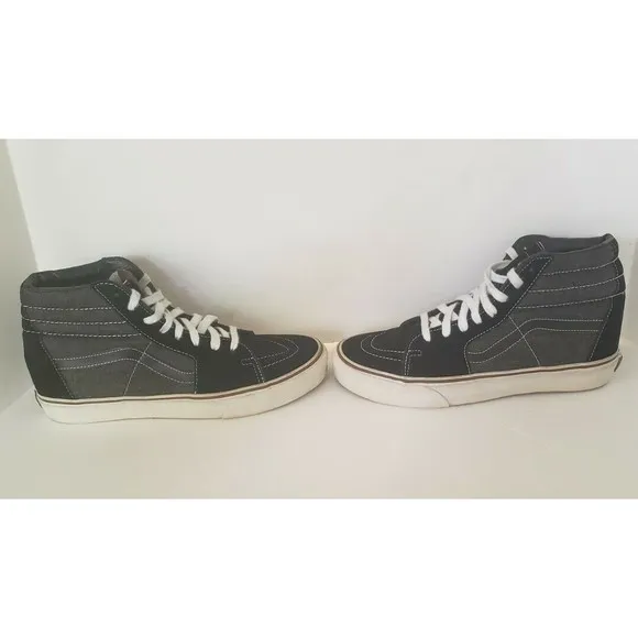 Vans Off The Wall Black Mixed Media Suede High Top Skate Shoes Mens Sz 8.5