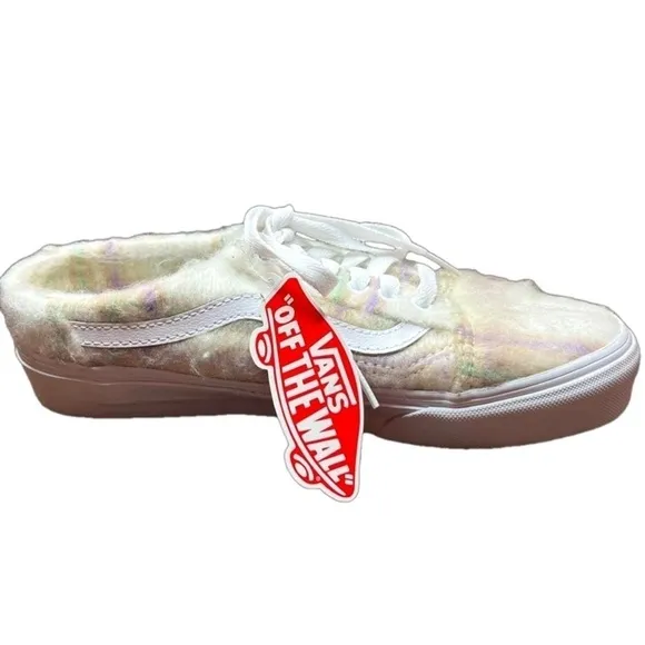 Vans Old Skool Faux Fur Mule Shoes, Size 8.5