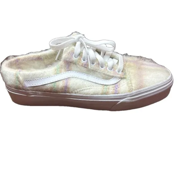 Vans Old Skool Faux Fur Mule Shoes, Size 8.5