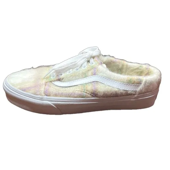 Vans Old Skool Faux Fur Mule Shoes, Size 8.5