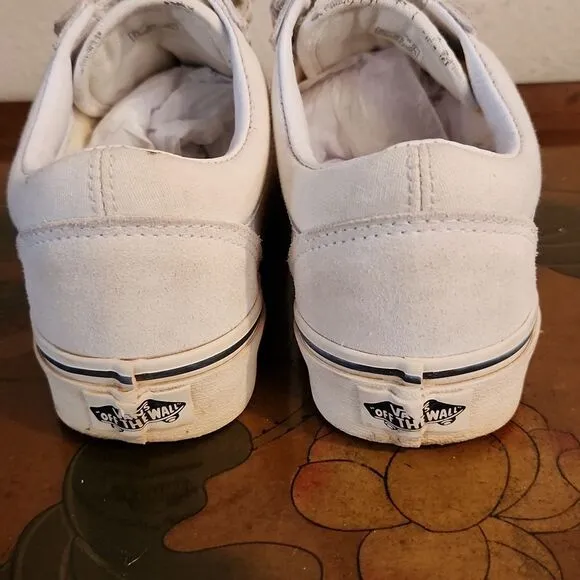 Vans Old Skool V Canvas Skate Shoes White M4.5 W6